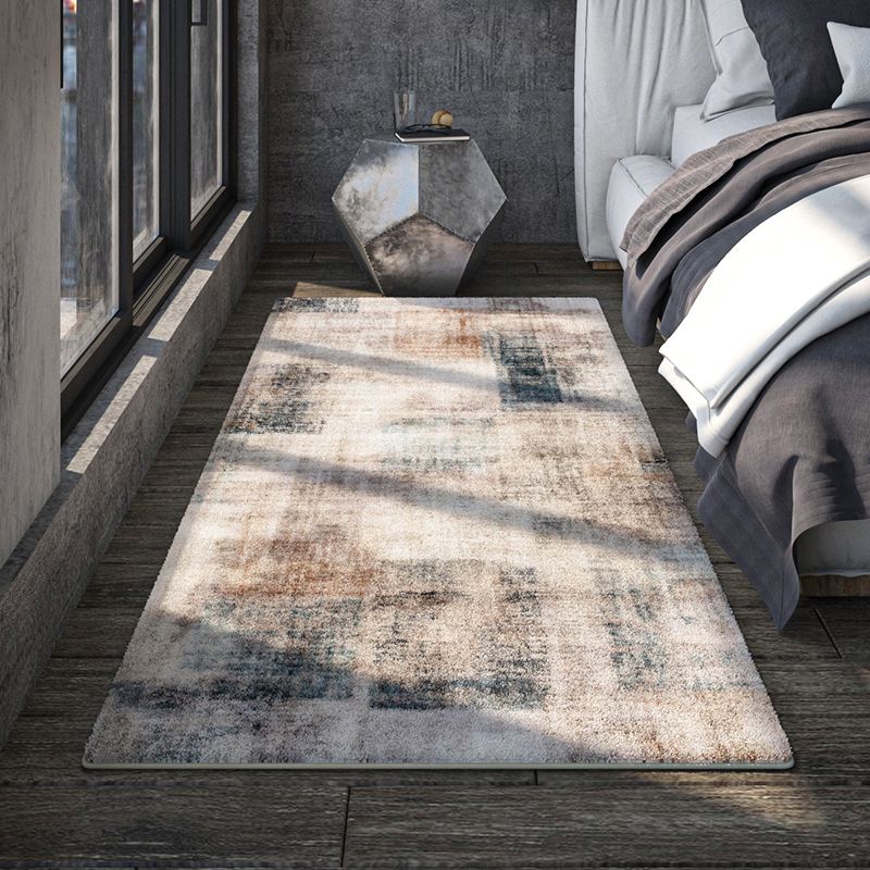 Chic Modern Rug Grey Polyester Area Carpet Anti-Slip Washable Area Rug for Bedroom