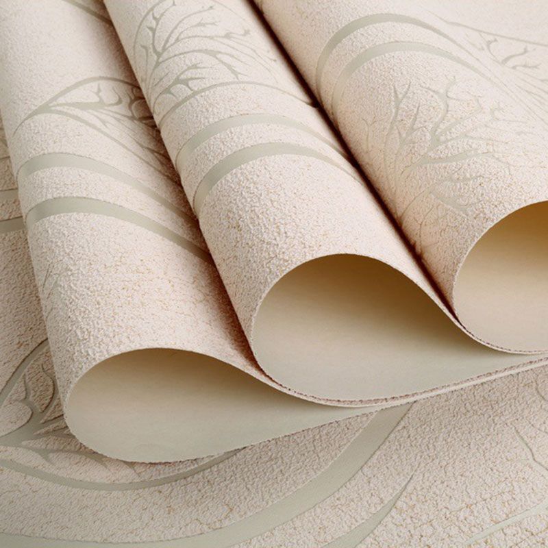 33' x 20.5" Leaves Wallpaper for Bedroom Flock Surface Wall Covering in Natural Color, Moisture-Resistant