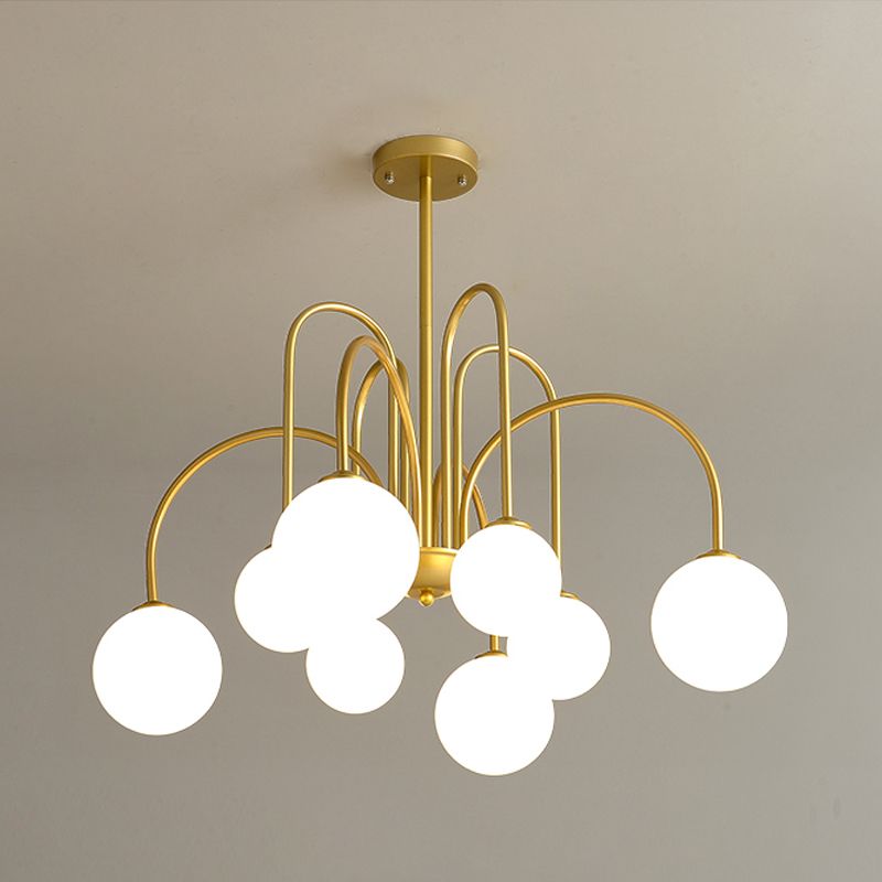 Modern Artistic Globe Hanging Lamp Lacquered Iron Indoor Chandelier with Glass Shade