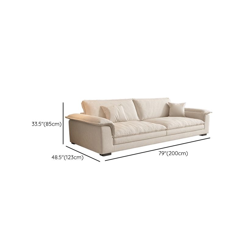 Contemporary Solid Wood Pillow Top Arm Stain Resistant Fabric Sofa in Beige