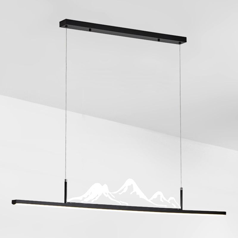 Luz de metal lineal lámpara de luz contemporánea 1 luz colgante de cocina ligera