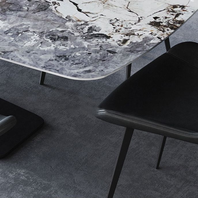 Stone Top Dining Table Rectangle Dining Table with Pedestal for Kitchen