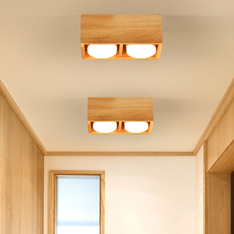 Plafonniers encastrés en bois, éclairage de montage au plafond à LED pour chambre à coucher