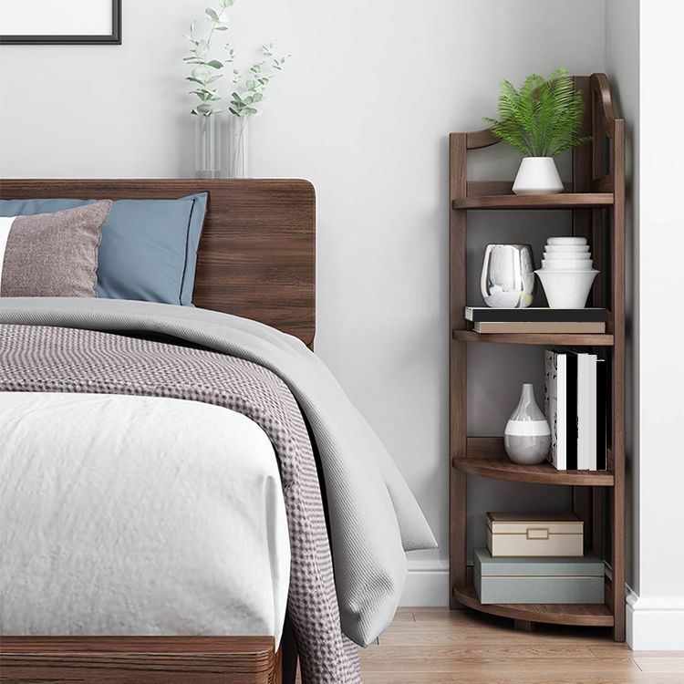 Modern Style Corner Bookshelf Solid Wood Shelf Bookcase for Home