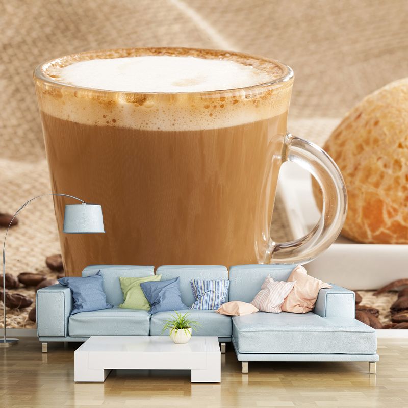 Customized Soft Color Coffee Mural Mildew Resistant Wallpaper for Coffee Shop