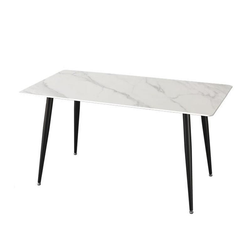 Mesa de comedor de rectángulo industrial de metal Mesa de piedra sinterizada con piernas