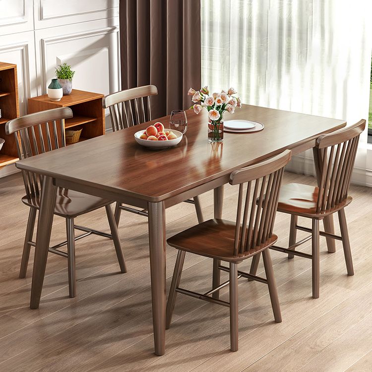 Minimalist Style Dining Table with Fixed Solid Wood Dining Table and Chairs for Home Use