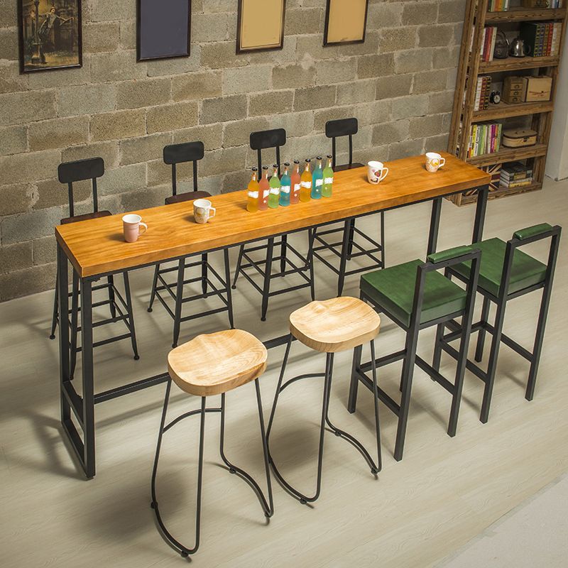 Contemporary Bar Table Rectangle Solid Wood Pub Table for Breakroom