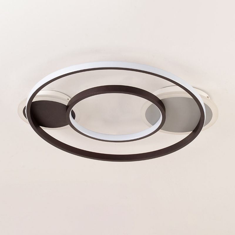 Round Acrylic Flush Ceiling Light Nordic LED Black Flushmount Lighting in Warm/White Light