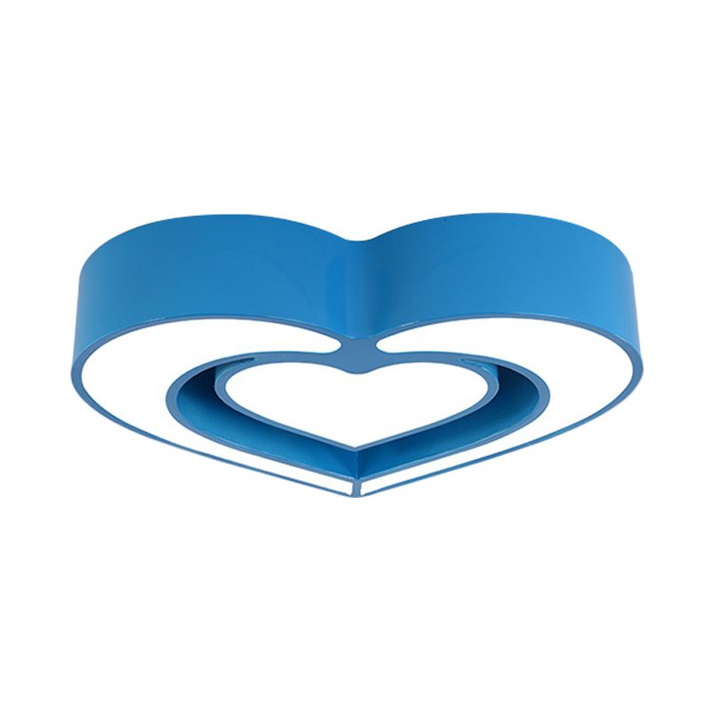 Loving Heart Ceiling Flush Mount Contemporary Acrylic Blue/Red/Pink LED Flush Light for Bedroom