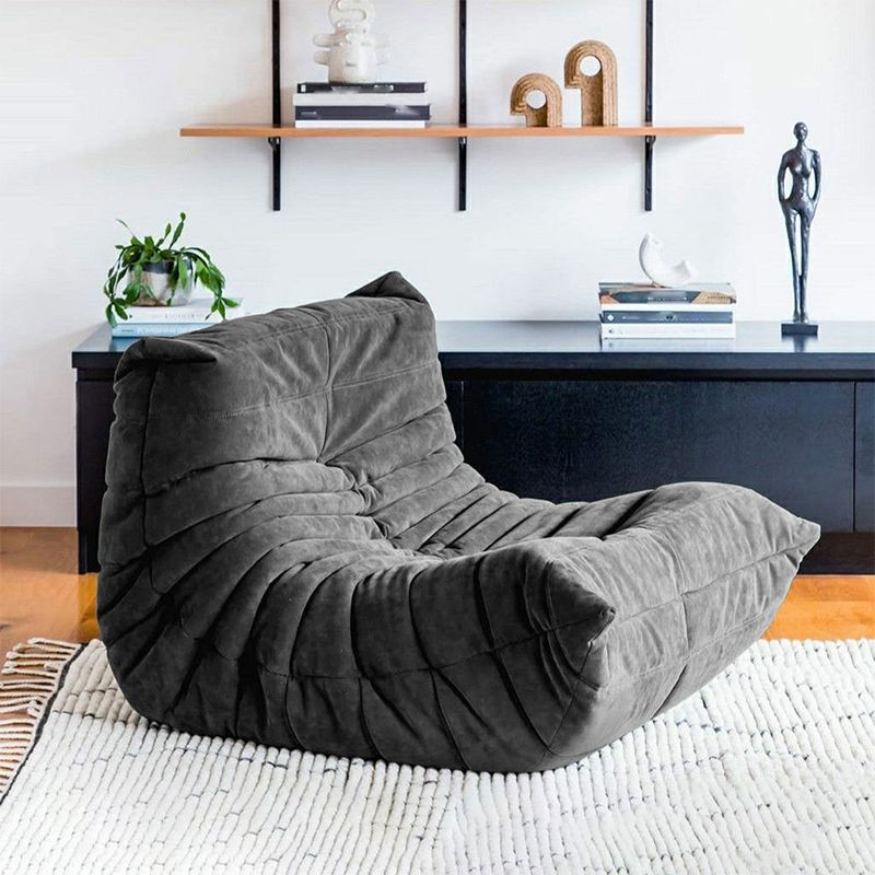 Mid-Century Modern Armless Lounge Chair Fixed Back Accent Room Chair for Bedroom