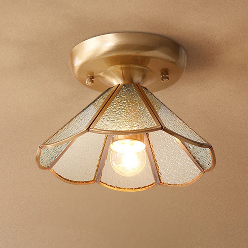1 Light Semi-Flush Ceiling Light Traditional Glass Ceiling Mount Lamp for Bedroom