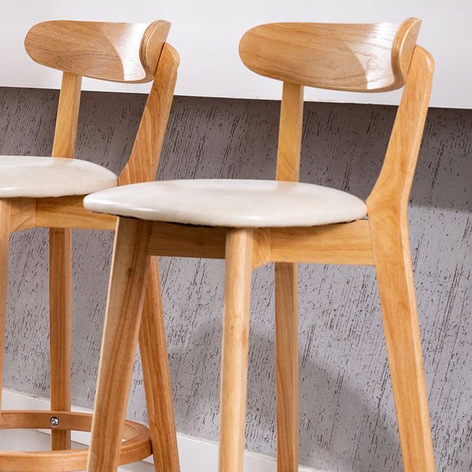 Scandinavian Wood Stool Wood Rectangle Seat Counter Stool in Matte Finish