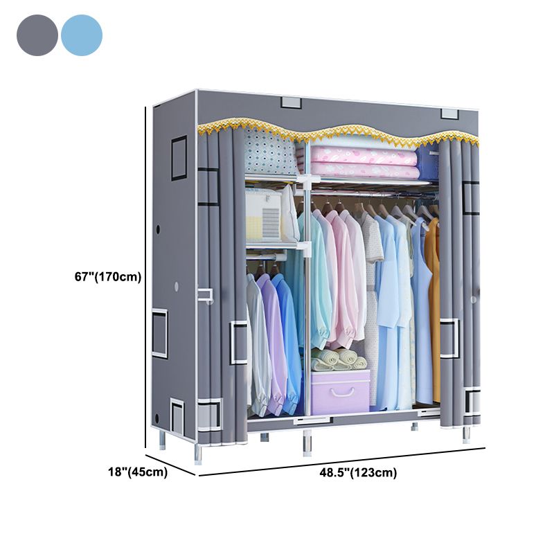 Modern Style Wardrobe Metal Bedroom Wardrobe Closet with Cloth Rod