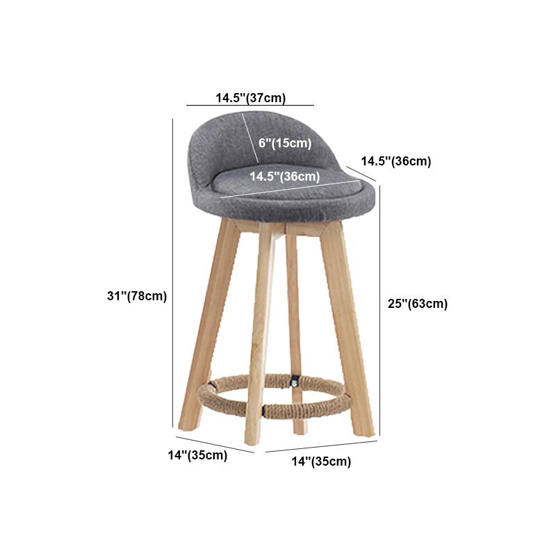 Modern Solid Wood base Bar Stool Upholstered Footrest Bar Stool