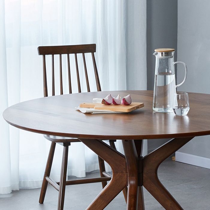 Mesa de comedor redonda contemporánea mesa de pedestal de madera maciza para mesa de cocina del comedor