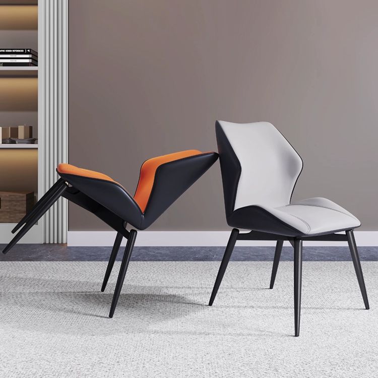 Wingback Armless Dining Chairs Modern Faux Leather Dining Side Chair