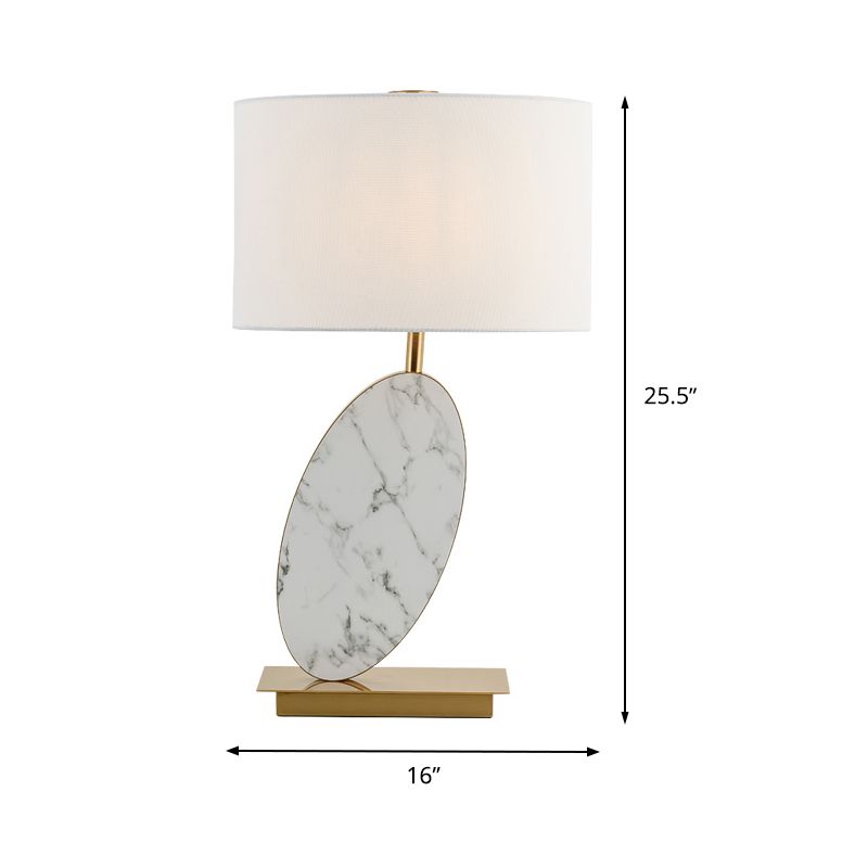 1 lampe à tâche ombrée de tête Lumière en tissu moderne Lumière en blanc avec une base en métal rectangulaire en laiton