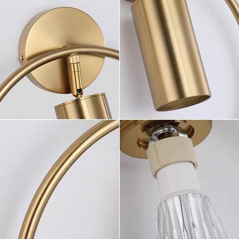 Modernism Single Golden/Black Wall Mounted Sconce Metal Shaded Wall Light