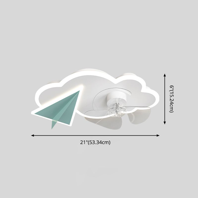 Cartoon slaapkamer plafondventilator verlichting armatuur acryl kinderen stijl semi -flush light