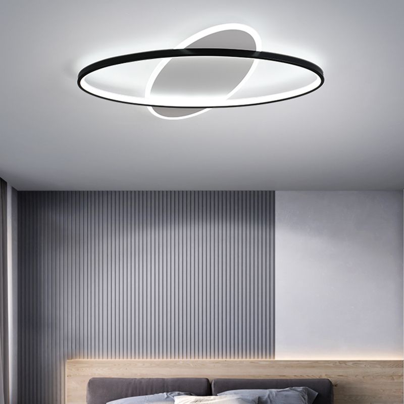 Modern Style Oval Shape Ceiling Fixtures Metal 2 Light Ceiling Mounted Lights