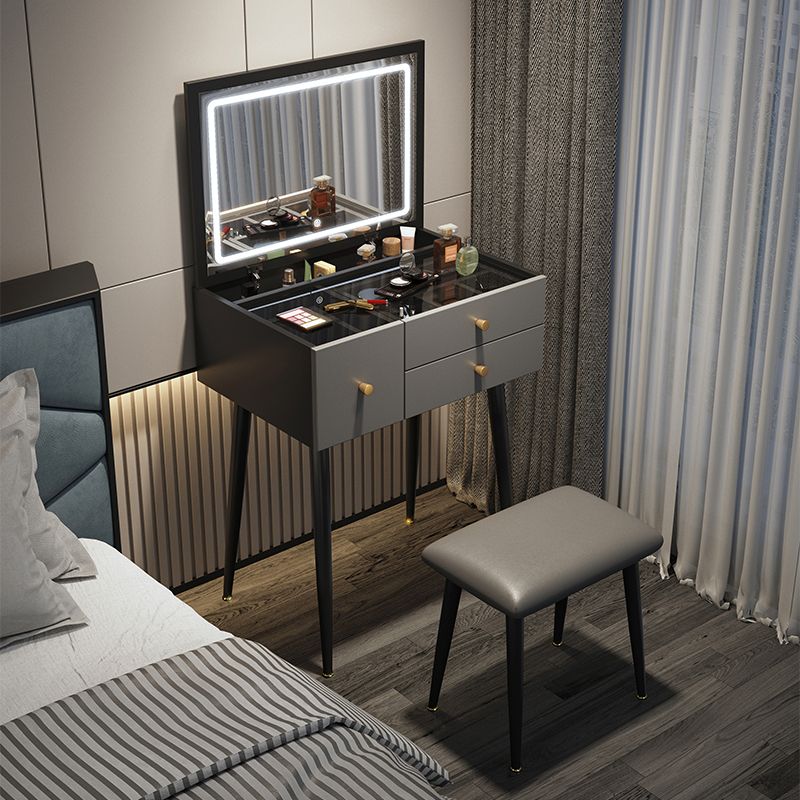 Glam Mirrored Glass Vanity Desk 3 Drawer Vanity Dressing Table