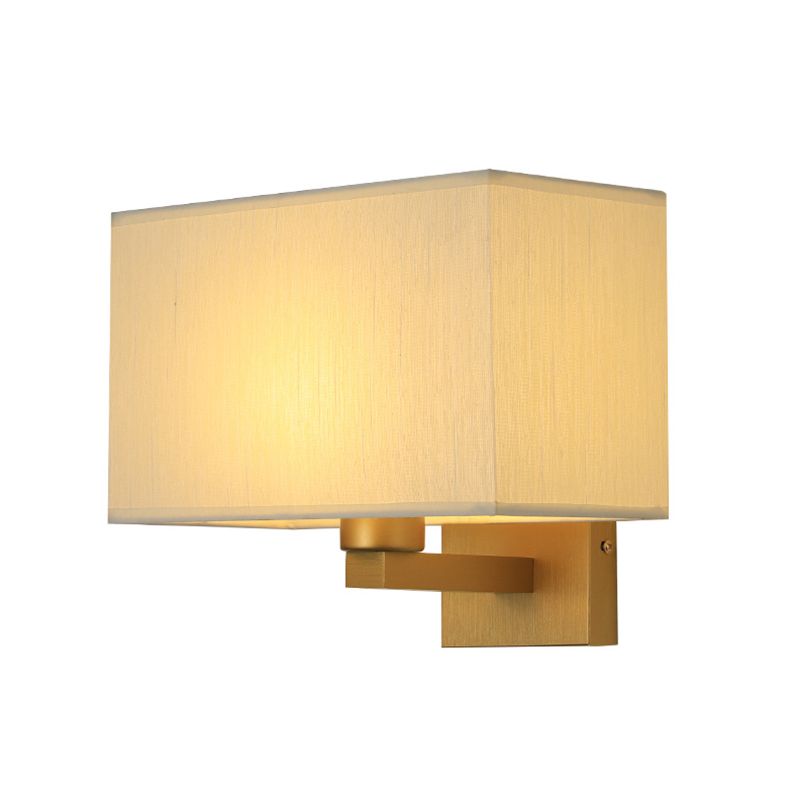 Modern Metal Wall Sconce Rectangle Shape Wall Light with Fabric Shade for Living Room