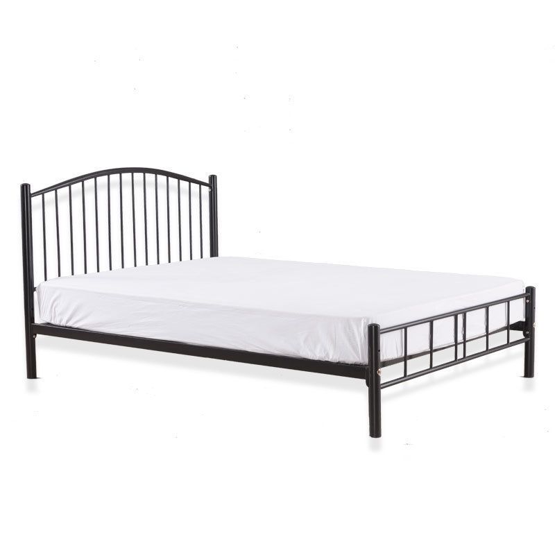 Contemporary Slat Bed Metal Black Open-Frame Bed with Custom Gold Legs