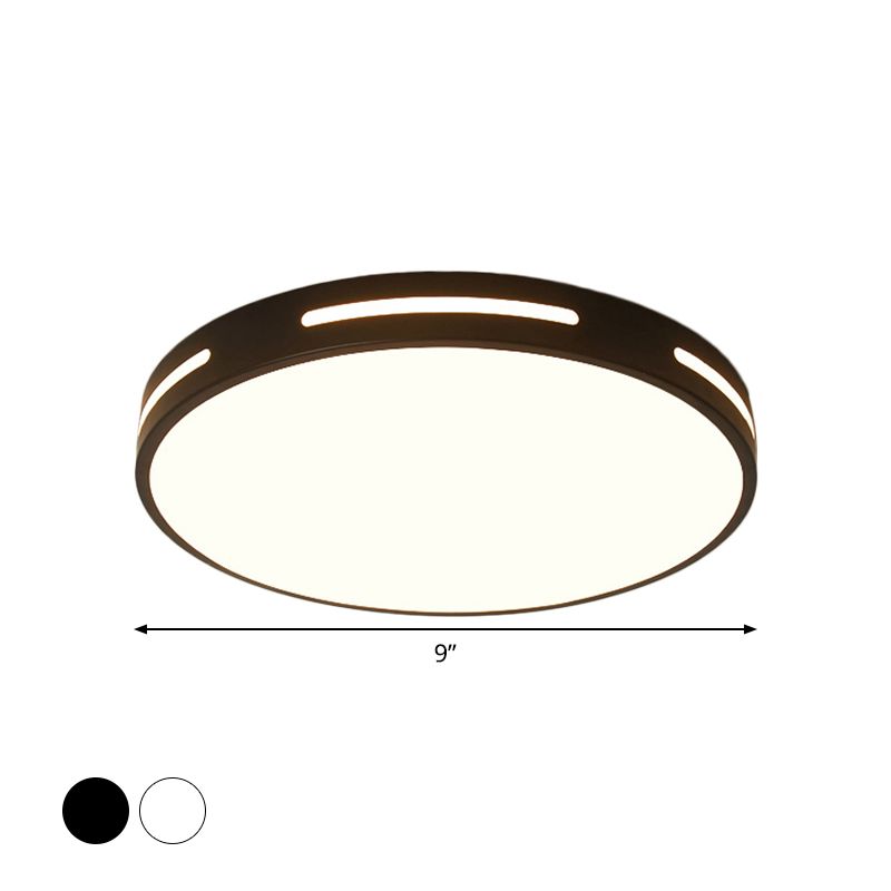 Runde, ultradünne Schlafzimmer-Deckenleuchte, Acryl, minimalistische LED-Unterputzbeleuchtung in Schwarz/Weiß, 9"/16"/19,5" Durchmesser