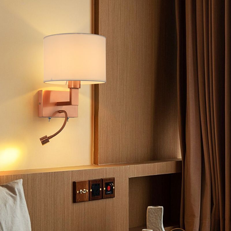 Cylinder Wall Lighting Modern Creative Fabric Wall Sconces in Gold