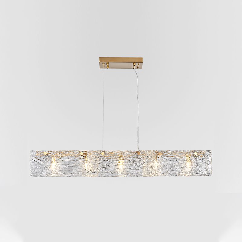 5-leichte Inselbeleuchtungsideen moderner Stil rechteckiger Form Glashängeleuchte