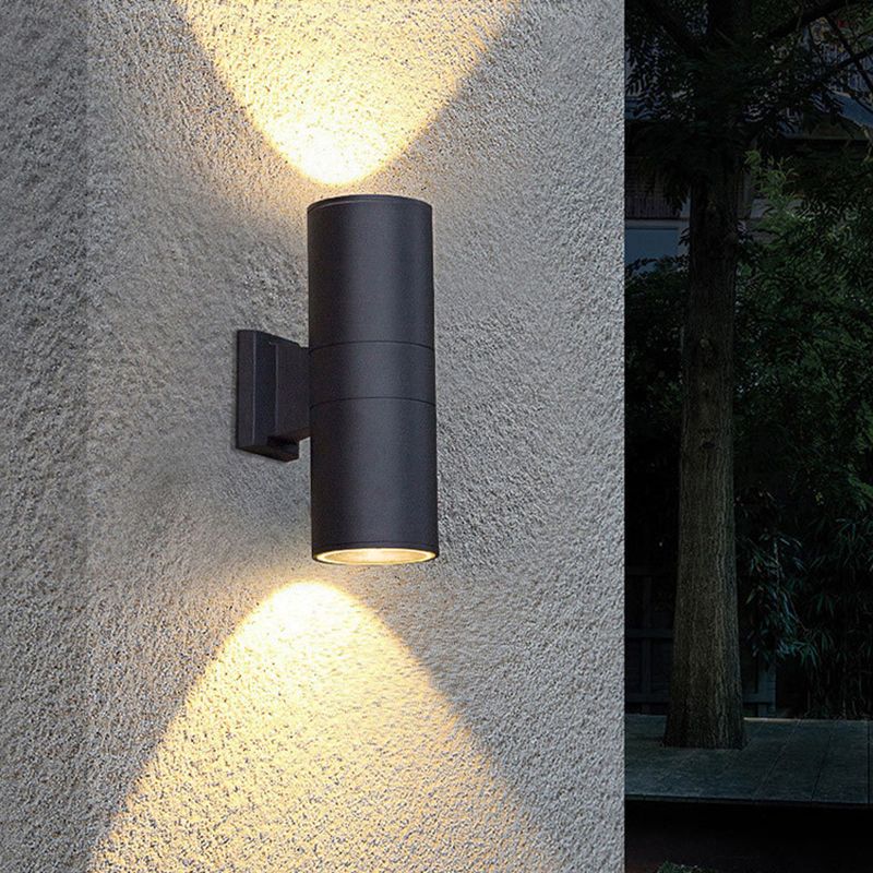Mezza cilindro illuminazione a parete in stile moderno metallo 1 luce da parete leggera in nero