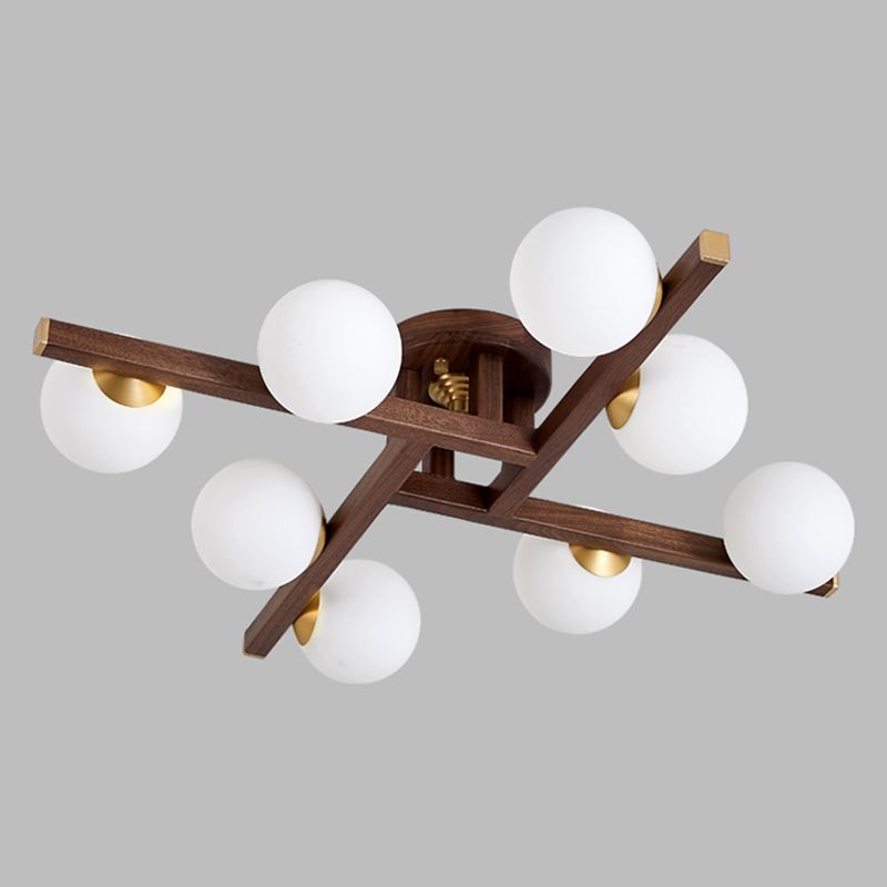 Modern Simple Ceiling Lamp Wooden Ball Shape Shade Ceiling Light for Living Room