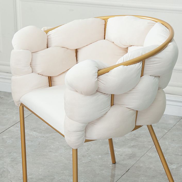 Glam Metal Dining Room Chair Velvet Dining Side Chair for Home Use