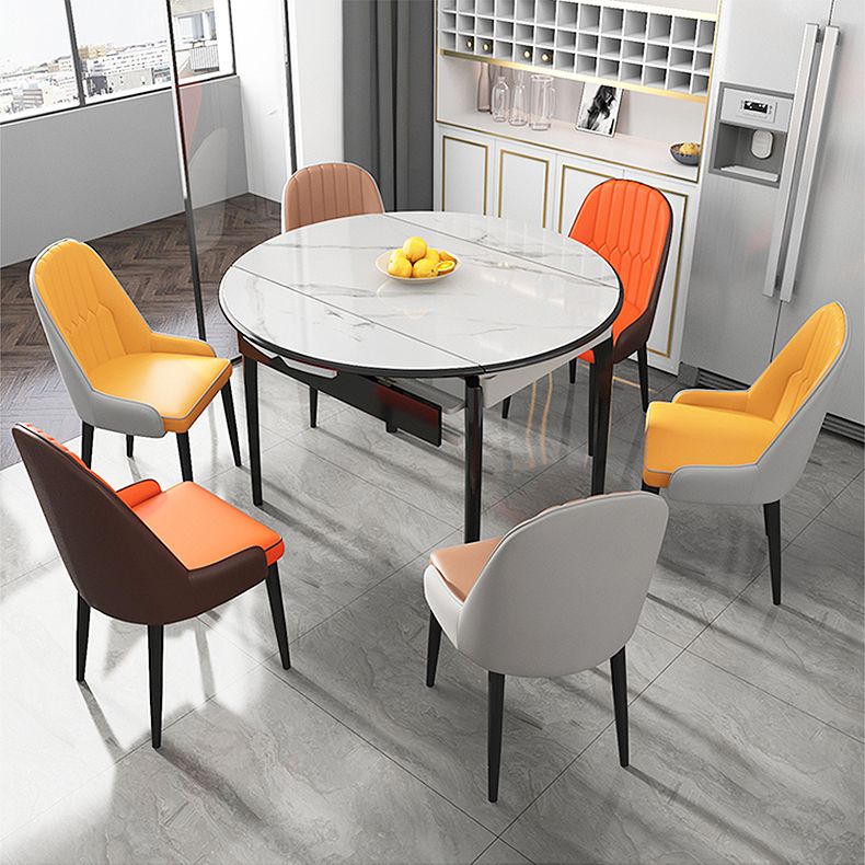 Inicio Sillón escandinavo Silla de comedor tapizada con respaldo Parsons de metal