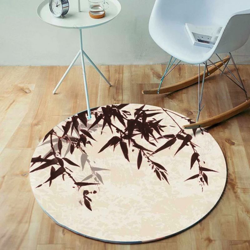 Round Light Color Distressed Area Carpet Polyester Ink Print Indoor Rug Anti-Slip Backing Carpet for Living Room