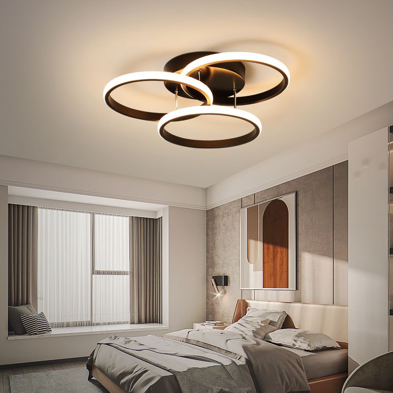 Metal Round Shade Flush Ceiling Light Modern 3-Lights Flush Mount Fixture