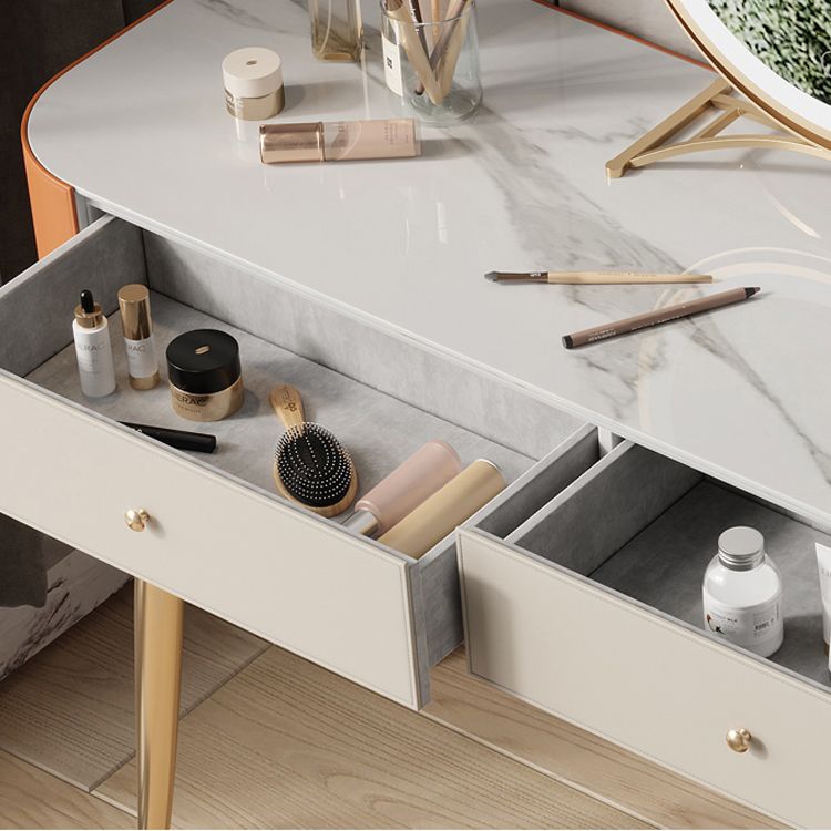 Luxurious Vanity Set with Padded Stool 5 Storage Drawers Vanity Desk