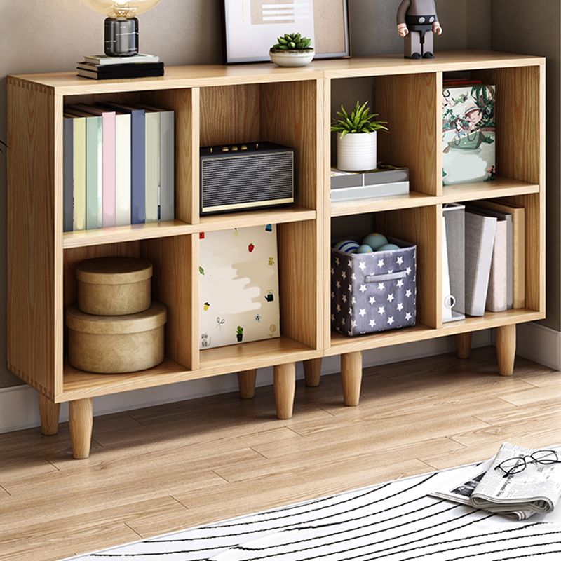 Natural Standard Bookshelf Wooden Contemporary Bookcase with Shelves