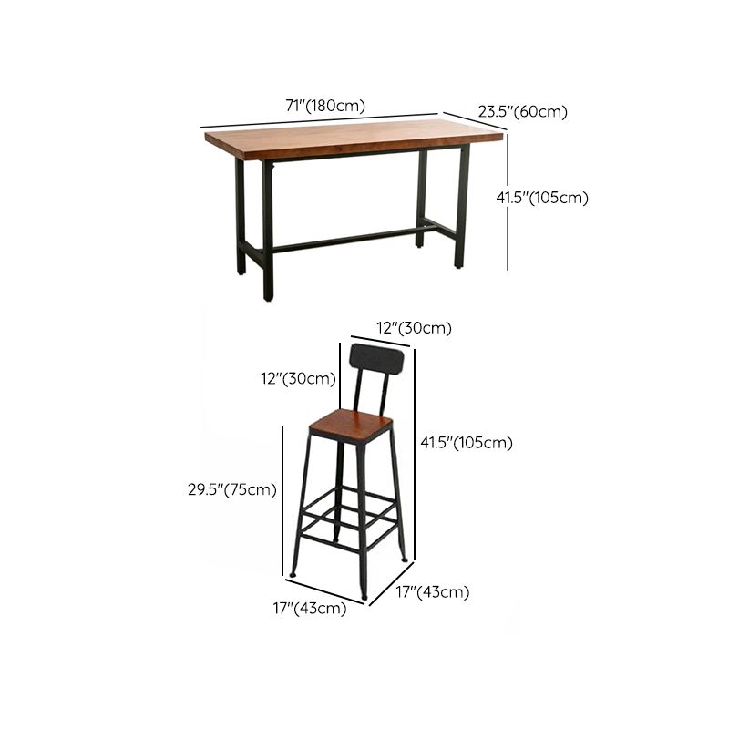 Solid Wood Bar Pub Table Set Industrial 1/9 Pieces Table and Stool Set