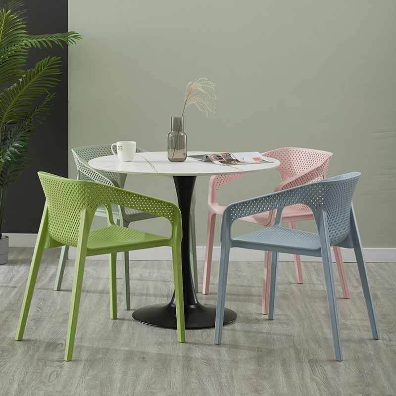 Silla de comedor de plástico de estilo moderno, sillas laterales de comedor apilables para cocina