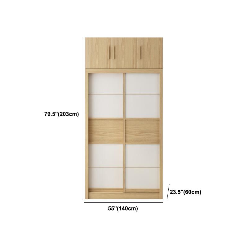Modern Natural Wardrobe Armoire Engineered Wood Wardrobe with Drawer