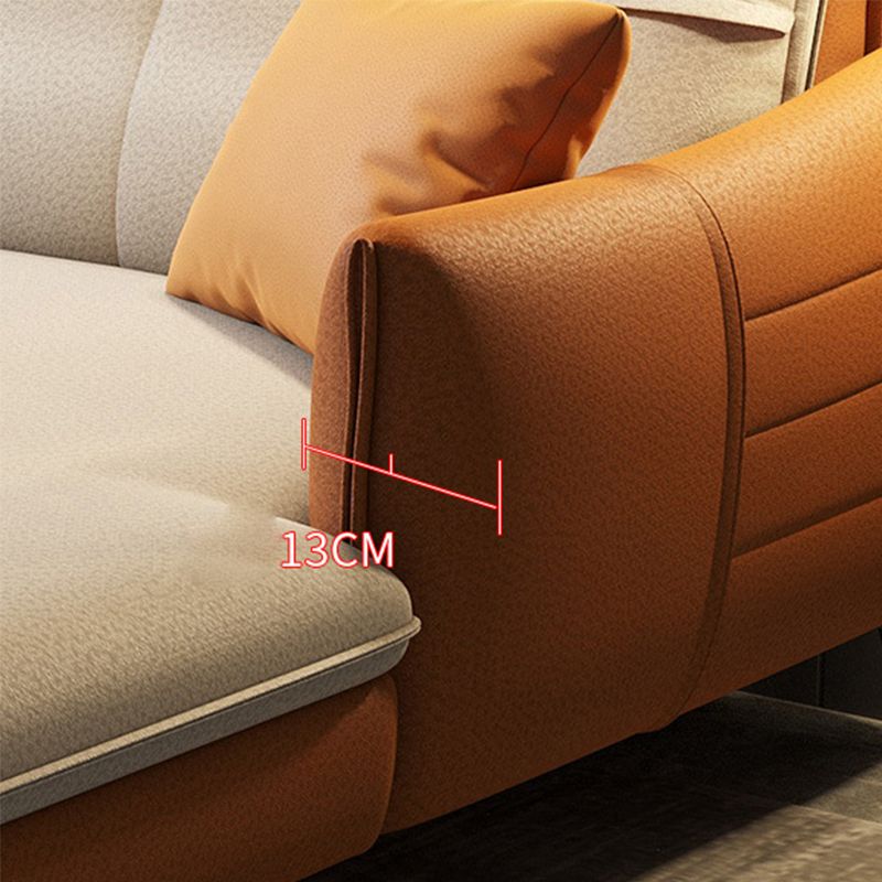 Glam Stationary Faux Leather Living Room Recessed Arm Cushions Sofa