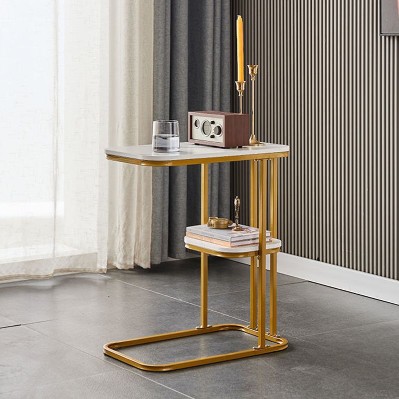 Modern Style Metal Base Manufactured Wood Top Rectangular Side Table