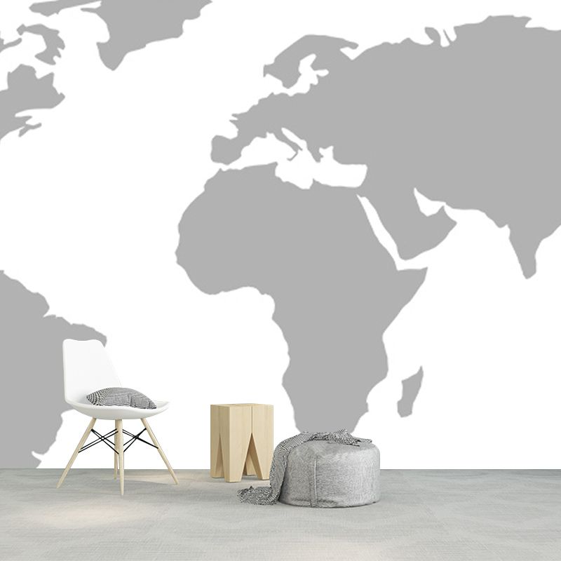 Illustration Stain Resistant Wallpaper World Map Living Room Wall Mural