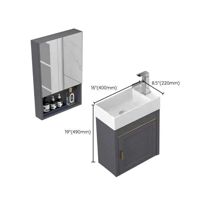 Modern Single Bath Vanity Wall Mount Ceramic Top Bathroom Vanity