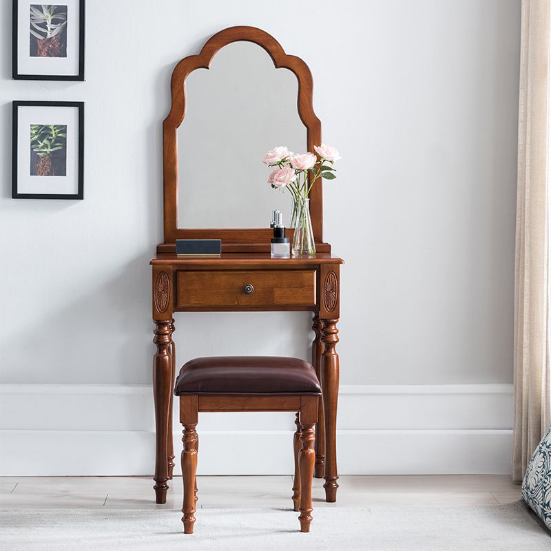 15.74" Wide Rubberwood Vanity Set with Mirror Traditions Dresser with 1-Drawer