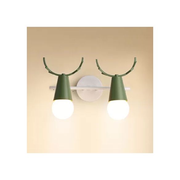 Sweet Cone Child Bedroom Wall Light Metal 1 Head Nordic Stylish Wall Lamp with Antlers