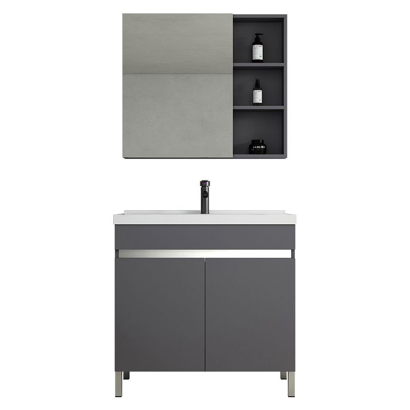 Gray Metal Vanity Sink Modern Free-standing Standard Space Saver Vanity