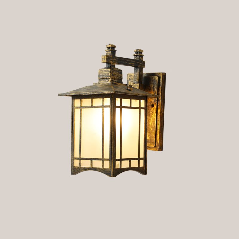 1-Light Rectangular Wall Sconce Modern Simple Style Glass Wall Lighting in Gold